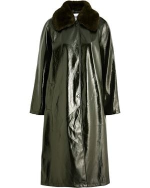 Jakke Lumi Faux Fur-Trimmed Vinyl Coat - Green