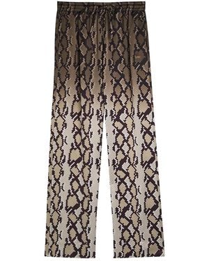 Stella McCartney Snake Print Satin Pajama Pants - Brown