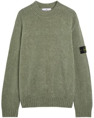 Stone Island Logo Cotton Jumper - Green