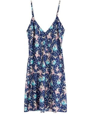 Jessica Russell Flint Pegasus Stretch-Silk Chemise - Blue