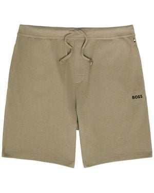 BOSS Logo-Embroidered Waffle Shorts - Natural