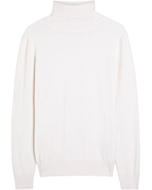 Allude Roll-Neck Cashmere Top - White