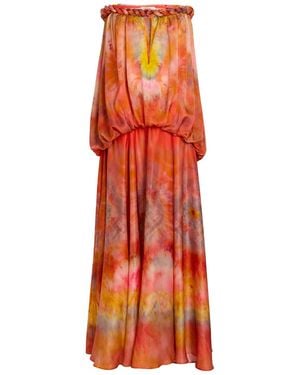 Zimmermann Luna Printed Strapless Silk Gown - Orange