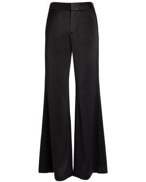Alice + Olivia Shane Wide-Leg Satin Trousers - Black