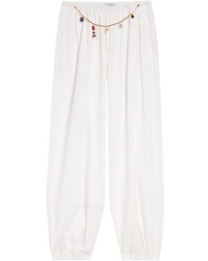 Stella McCartney Embellished-Chain Balloon-Leg Cotton Trousers - White