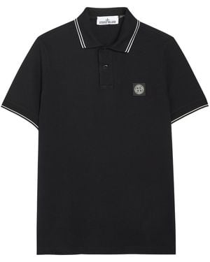 Stone Island Logo-Appliquéd Piqué Cotton Polo Shirt - Black