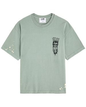 Warren Lotas Dark Feast Printed Cotton T-Shirt - Green