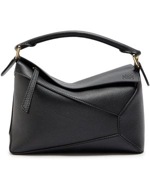 Loewe Puzzle Edge Small Leather Top Handle Bag - Black