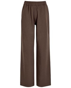 Moncler Wide-Leg Cotton-Blend Joggers - Brown