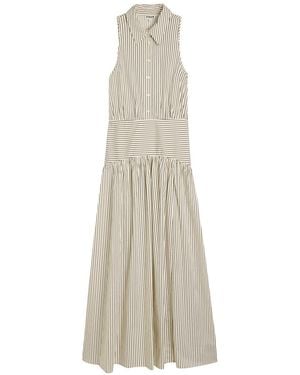 STAUD Romy Striped Stretch-Cotton Poplin Maxi Shirt Dress - White