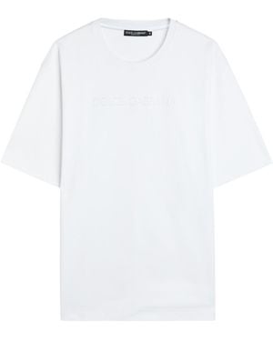Dolce & Gabbana Logo-Embossed Cotton T-Shirt - White
