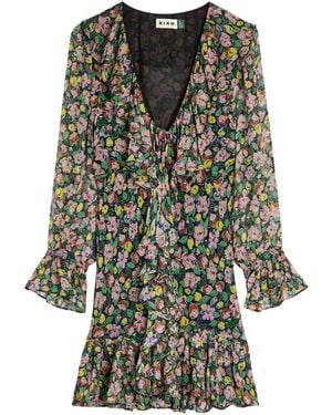 RIXO London Shalyn Floral Chiffon Mini Dress - Black