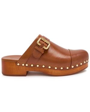 Chloé Jeannette 40 Leather Clogs - Brown