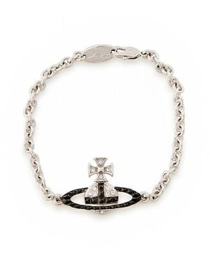 Vivienne Westwood Mayfair Bas Relief Orb Rhodium-Plated Bracelet - White