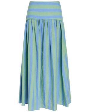 STAUD Procida Striped Linen Maxi Skirt - Blue