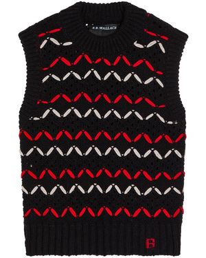 B.B. Wallace Neel Zigzag-Intarsia Wool Vest - Black
