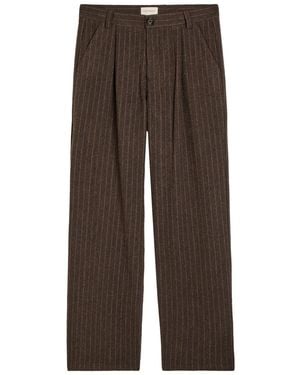 Oliver Spencer Orsman Striped Wool-Blend Trousers - Brown
