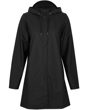 Rains Hooded Rubberised Jacket - Black