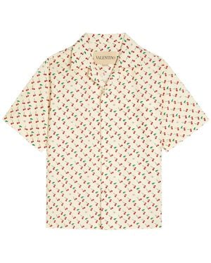 Valentino Garavani Cherryfic Printed Cotton-Poplin Shirt - Natural
