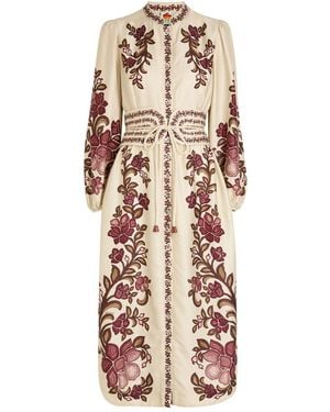 FARM Rio Renata Floral-Print Twill Midi Dress - Natural
