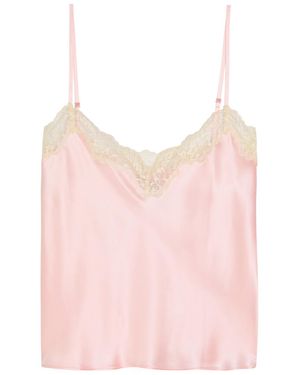 Reformation Teddy Lace-Trim Silk Top - Pink