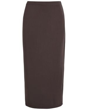 GOOD AMERICAN Matte Stretch-Jersey Midi Pencil Skirt - Brown