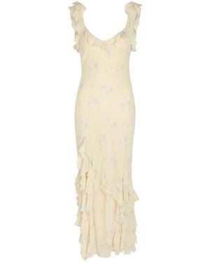 LoveShackFancy Roseline Floral-Print Georgette Maxi Dress - Natural