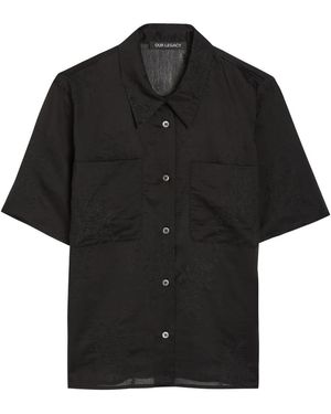 Our Legacy X-Ray Embroidered Semi-Sheer Chiffon Shirt - Black