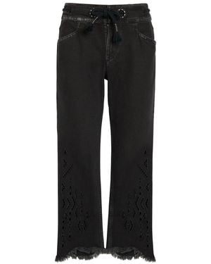 Isabel Marant Alison Cut-Out Cropped Denim Jeans - Black