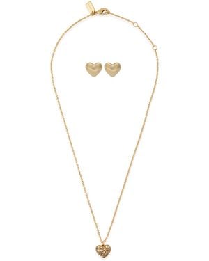 COACH Heart Stud Earrings And Necklace Set - Multicolour