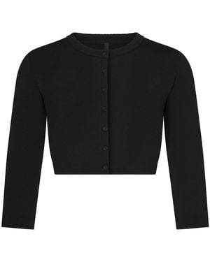 Skims Cropped Knit Cardigan - Black