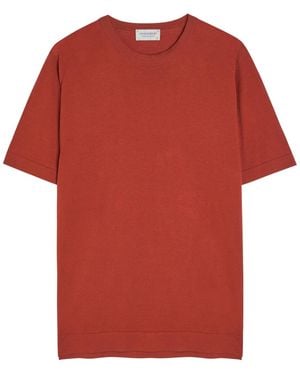 John Smedley Lorca Fine-Knit Cotton T-Shirt - Red