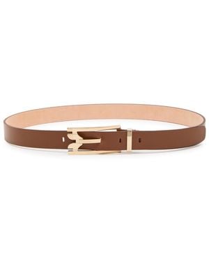 Victoria Beckham Dorian Pin Buckle Leather Belt - White