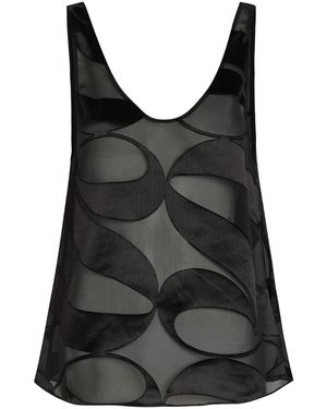 Delos Mira Devoré Georgette Top - Black
