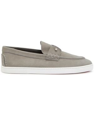 Christian Louboutin Chambeliboat Grained Nubuck Boat Shoes - Grey