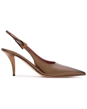 Paris Texas Jessica 75 Patent Leather Slingback Pumps - Brown