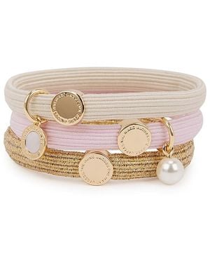 Marc Jacobs The Medallion Abalone Hair Elastics - White