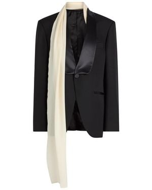 ARMARIUM Rania Scarf-Effect Wool And Silk-Blend Jacket - Black