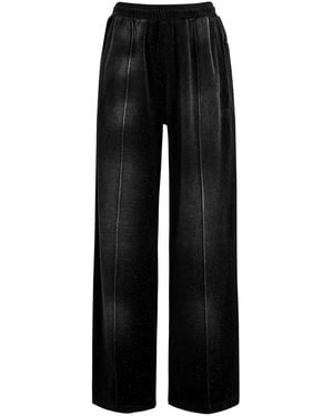 T By Alexander Wang Faded Crystal-Embellished Velour Joggers - Black