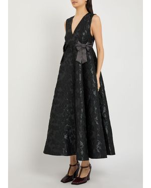 Ganni Shiny Check Jacquard Midi Dress in Natural | Lyst