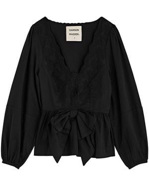 Damson Madder Eugenie Bow-Embellished Cotton Blouse - Black