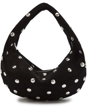 KHAITE Olivia Medium Studded Suede Top Handle Bag - Black