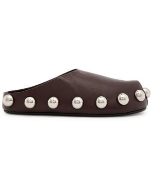A.W.A.K.E. MODE Gabi Studded Leather Clogs - Brown