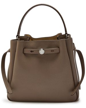 Tory Burch Romy Pebbled Leather Bucket Bag - Brown
