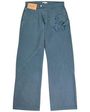JW Anderson Twisted Workwear Wide-Leg Canvas Jeans - Blue
