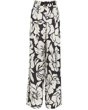 Dries Van Noten Peaches Floral-Print Wide-Leg Satin Trousers - White