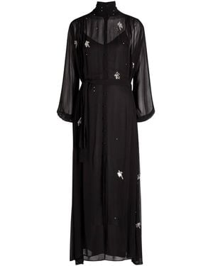 Forte Forte Embellished Chiffon Midi Shirt Dress - Black