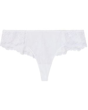 Simone Perele Intrigue Tanga Embroidered Tulle Briefs - White