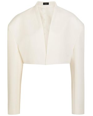 A.W.A.K.E. MODE Cropped Woven Tuxedo Jacket - White