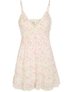 LoveShackFancy Alonna Floral-Print Cotton Mini Dress - Natural